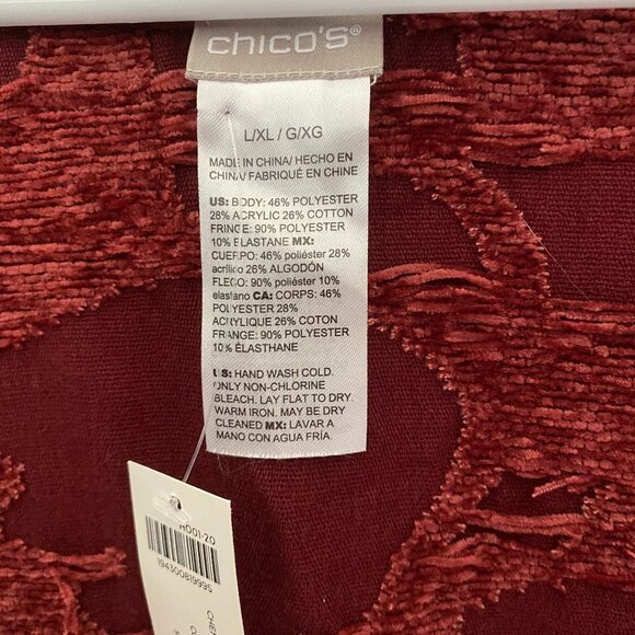 Chico's Burgundy Chenille Kimono L/XL NWT - Picture 5 of 5